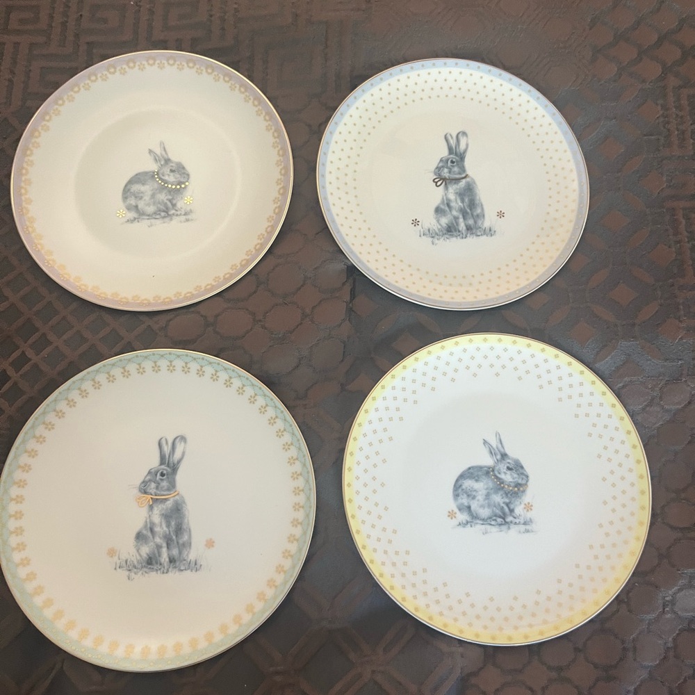 Spode Meadow Lane Bunny Plates Set Of 4 Salad Dessert Plate Easter Spring
